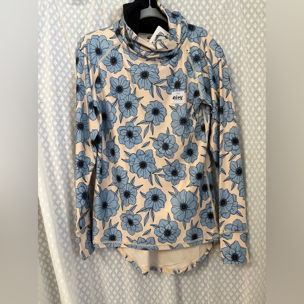 Blue Floral Long Sleeve Women's Top